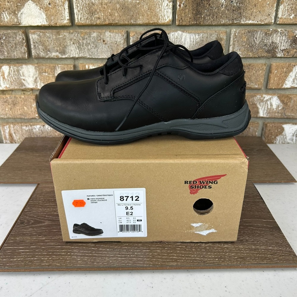 RedWing 8712 ComfortPro Soft Toe Work Shoes Mens 9.5 E2 Black Lace Up NEW